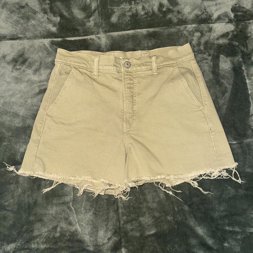 Old Navy Sky-Hi A-Line Cut-Off Workwear Jean Shorts Women's 8 Sage High Rise